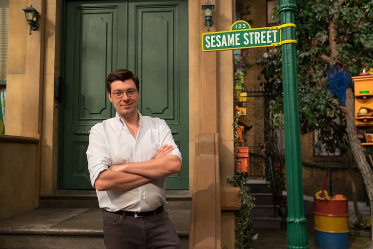 Trevor Crafts on the Sesame Street set